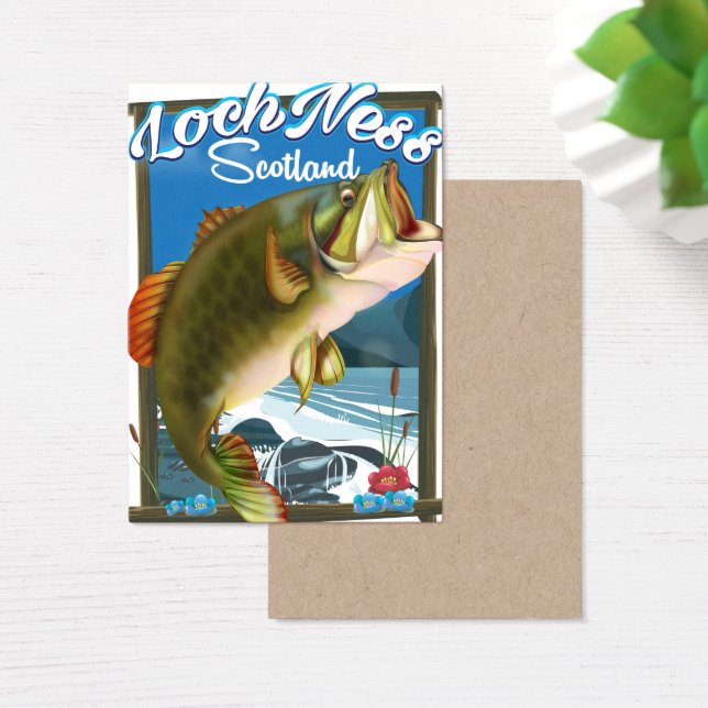 Loch Ness Skottland Fiske reseaffisch Visitkort (Skivbord)