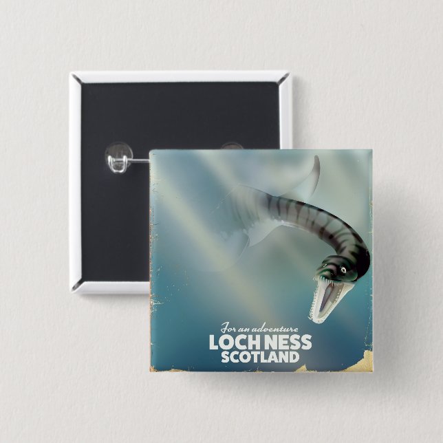 Loch Ness Skottland monster vintage resposter Knapp (Framsida & baksida)