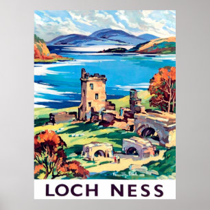 Loch Ness, Skottland, vintage resor Poster