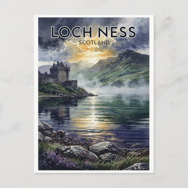 Loch Ness Skottland Vintage Vykort (Framsida)