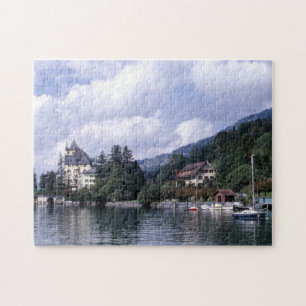 Loch Old Houses and Boats Vatten Sea Scenery Pussel