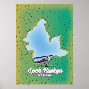 Loch Ruskyn Scotland karta Poster
