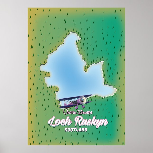 Loch Ruskyn Scotland karta Poster (Framsidan)