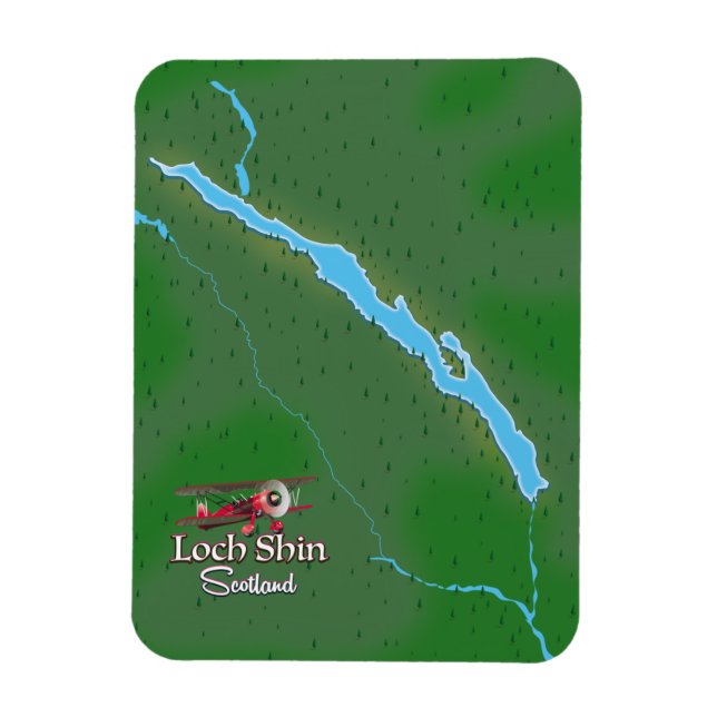 Loch Shin Skottland karta Magnet (Vertikal)