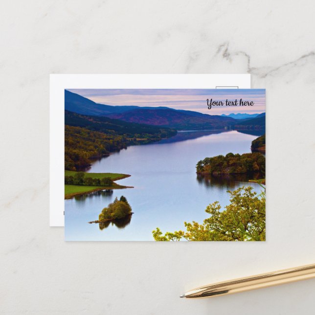 Loch Tummel, Queen's View, Skottland vykort (Fram/Back In Situ)