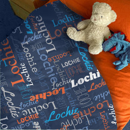 Lochie personlig namn blue grått orange filt