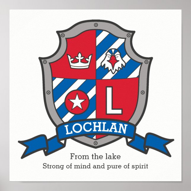 Lochlan boys namn betyder heraldry sköld poster (Framsidan)