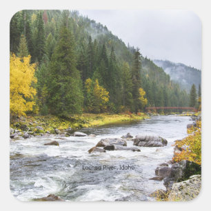 Lochsa River, Idaho, scenfotografi, Fyrkantigt Klistermärke