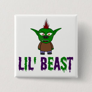 Lock-Beast Goblin Lila and Grönt Dripping-teckensn Knapp