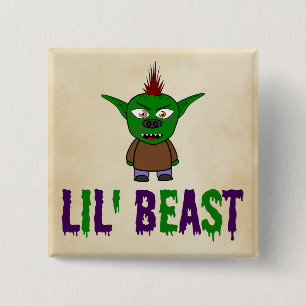 Lock-Beast Goblin Lila and Grönt Dripping-teckensn Knapp