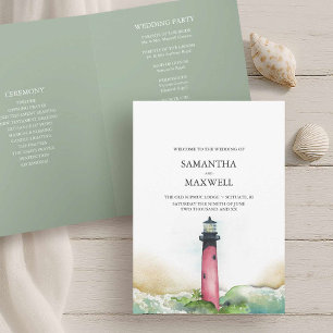 Lock för Beach Wedding Program Templates fyr