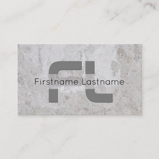 Lock grått marble white marble structure monogram visitkort (Framsida)