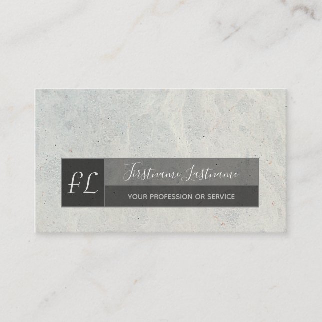 Lock grått marble white marble structure monogram visitkort (Framsida)
