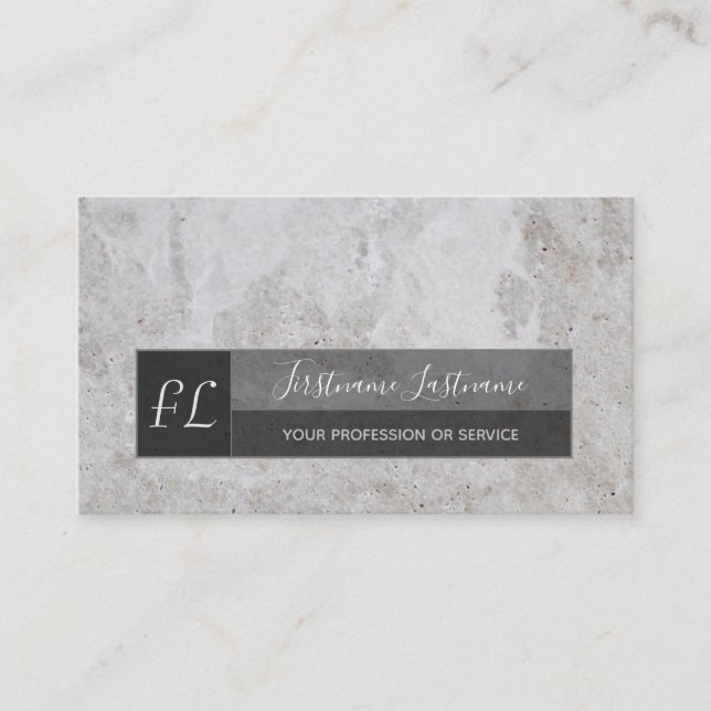 Lock grått marble white marble structure monogram visitkort (Framsida)