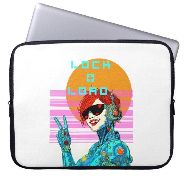 Lock + Load - Cyberpunk Vibe Laptop Fodral (Framsidan)