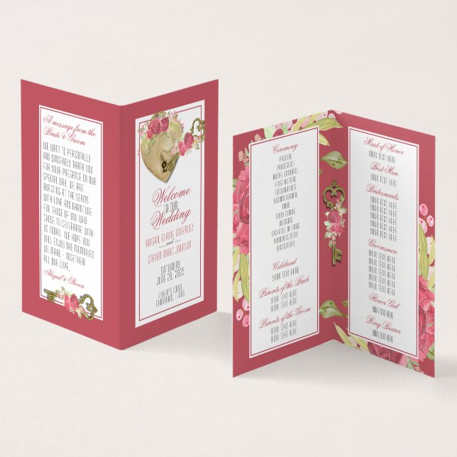 Lock & Nyckel Bröllop Suite Program Kort (In- och utsida)