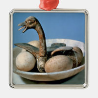 Locket av en alabaster- burk dekorerade med en