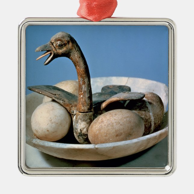 Locket av en alabaster- burk dekorerade med en julgransprydnad metall (Framsidan)