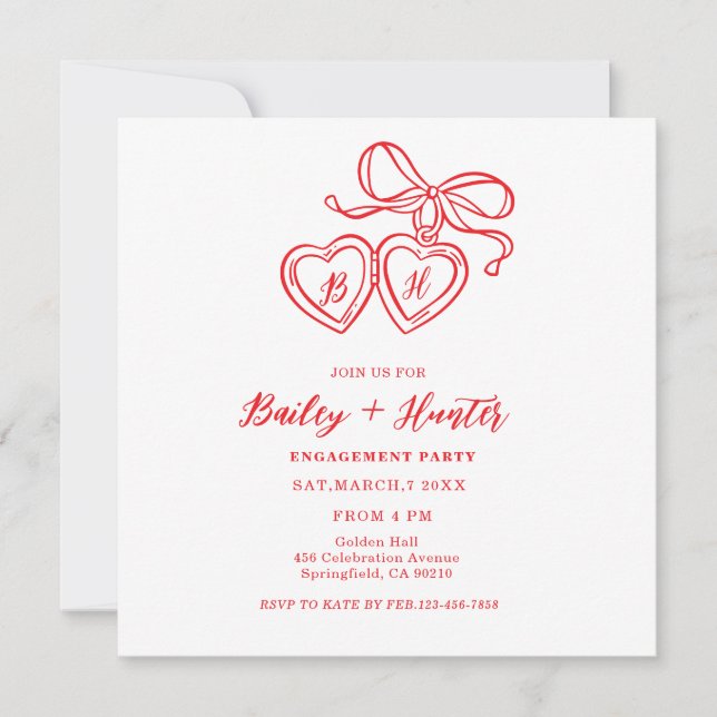 Locket Illustration Hjärtlocket Förlovningsfirande Spara Datumet (Framsida)