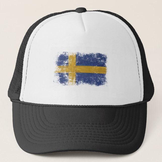 Locket med smutsar ner vintageflagga från sverige truckerkeps (Framsida)