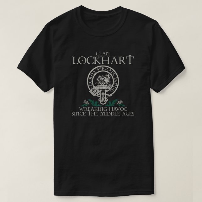 Lockhart Klan vapensköld Scottish surname tartan T Shirt (Design framsida)