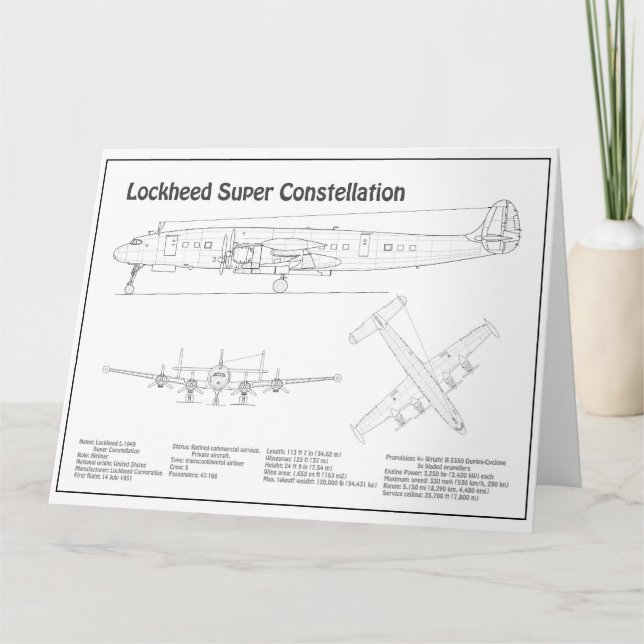 Lockheed L-1049 Toppen Constellation - Plans BD Tack Kort (Framsida)