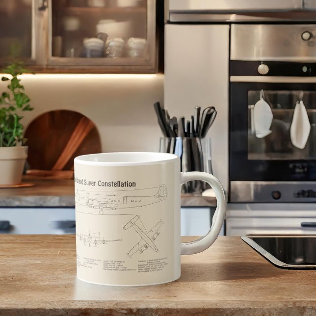 Lockheed L-1049 Toppen Constellation - Plans SD Kaffemugg (Skapare uppladdad)