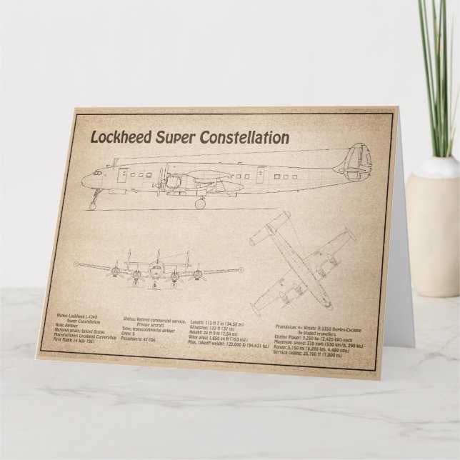 Lockheed L-1049 Toppen Constellation - Plans SD Tack Kort (Framsida)