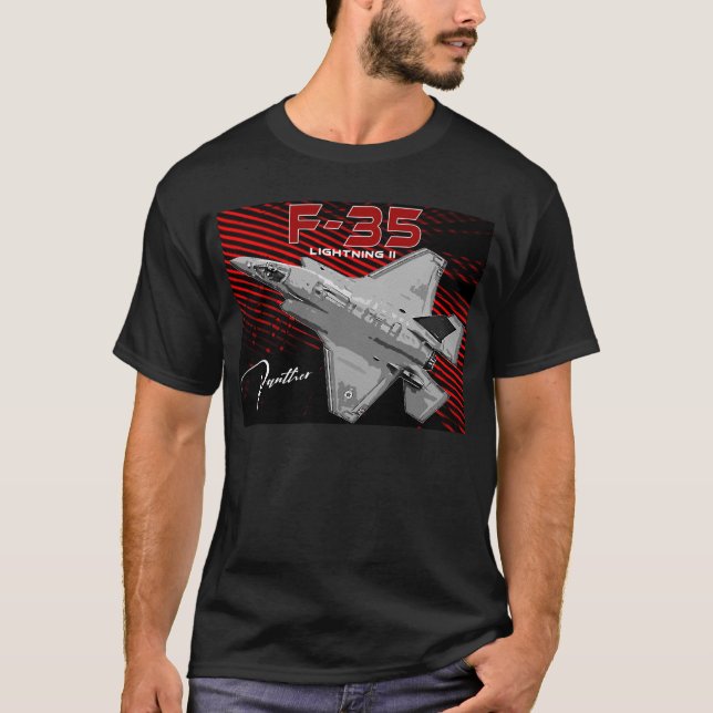 Lockheed Martin F-35 Blixt II USAF Fighterjet T Shirt (Framsida)