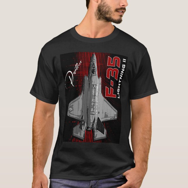 Lockheed Martin F-35 Blixt II USAF Fighterjet T Shirt (Framsida)