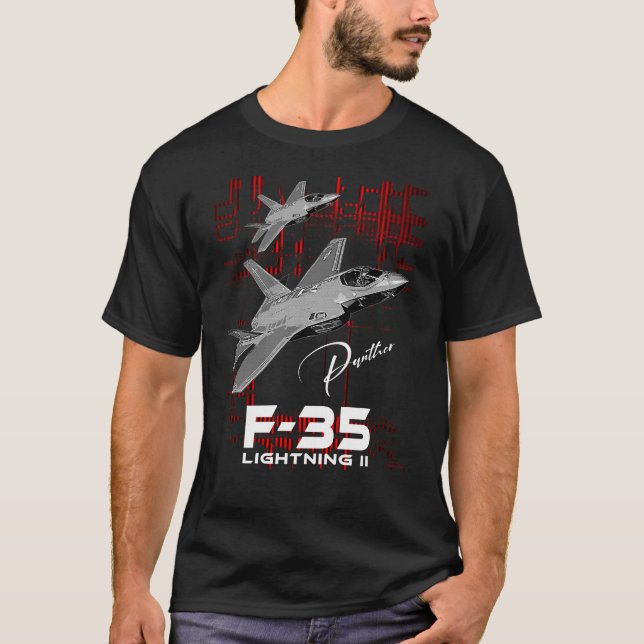 Lockheed Martin F-35 Blixt II USAF Fighterjet T Shirt (Framsida)