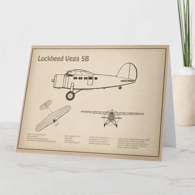 Lockheed Vega 5B - Flygplan SD Tack Kort (Framsida)