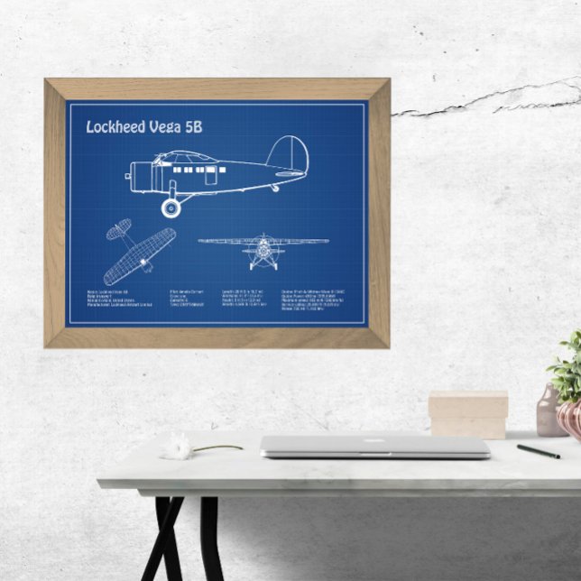 Lockheed Vega 5B - Flygplansplaner AD Fototryck (Skapare uppladdad)