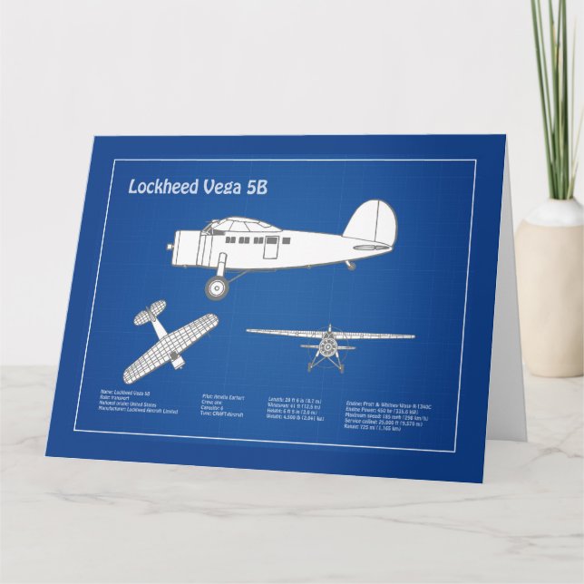 Lockheed Vega 5B - Flygplansplanerna ABD Tack Kort (Framsida)