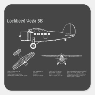 Lockheed Vega 5B - Flygplansplanerna PD Fyrkantigt Klistermärke