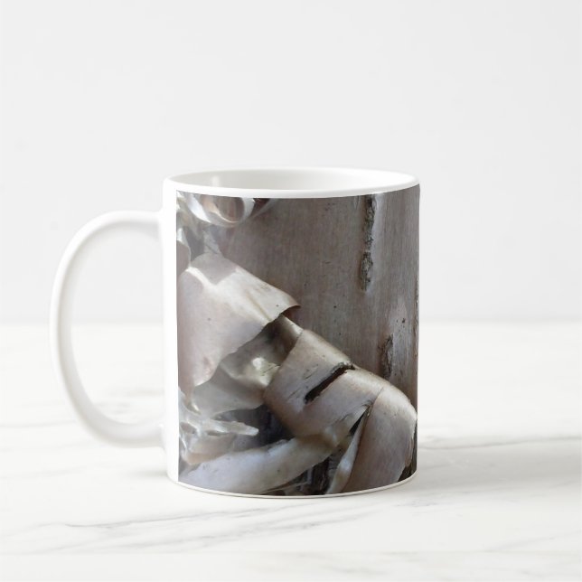 Lockig Björkbark Träd Rustik Kaffemugg (Vänster)