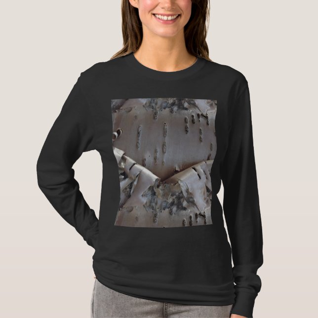 Lockig Björkbark Träd Rustik T Shirt (Framsida)