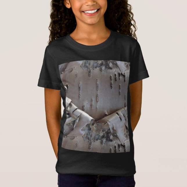 Lockig Björkbark Träd Rustik T Shirt (Framsida)
