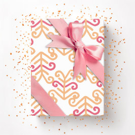 Lockig bladslinga i rosa och orange presentpapper