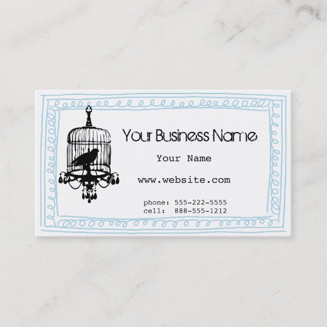 Lockig klottervisitkort för fågelbur visitkort (Framsida)