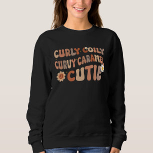 Lockig Lirvig Ljusnande Karamell Sötis Afro Svart T Shirt