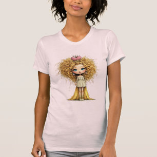Lockig Prinsessa Docka Söt Sagokonst T Shirt