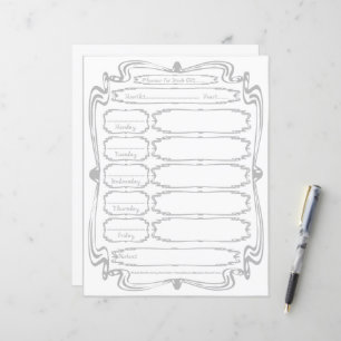 Lockig Silver Tyg Font 5 Veckodagsplanering