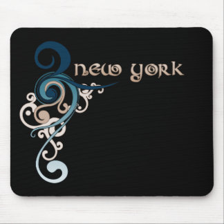 Lockiga blått virvlar runt New York Mousepad mörk Musmatta