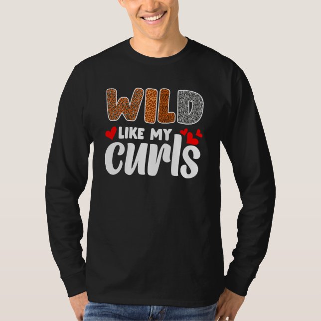Lockigt Hår Leopard Småbarns Flicka Vild Som Min L T Shirt (Framsida)