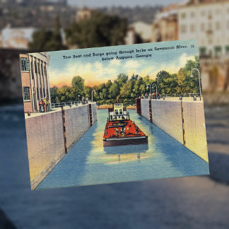 Locks på Savannahfloden i Augusta GA Historic Vykort