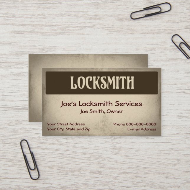Locksmith Affärskort Visitkort (Fram/Back In Situ)