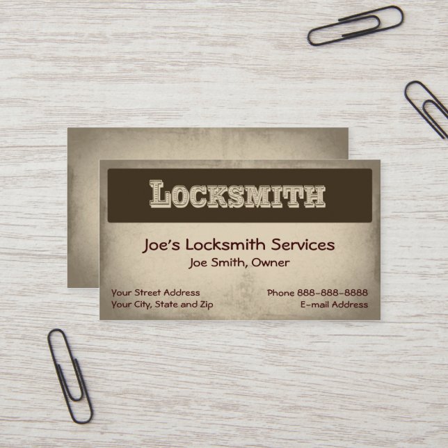 Locksmith Affärskort Visitkort (Fram/Back In Situ)