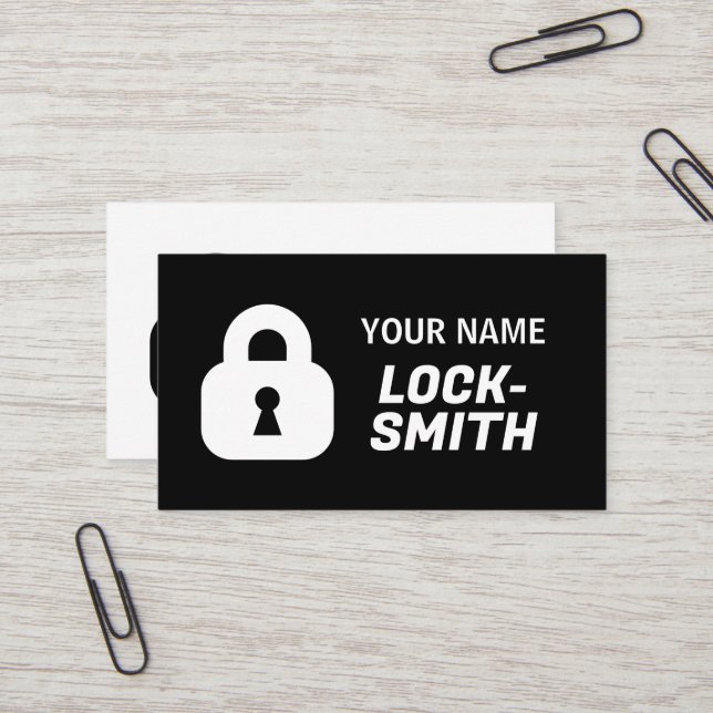 Locksmith Business Card-mall med padlock-logotyp Visitkort (Fram/Back In Situ)
