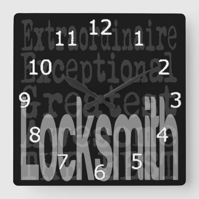 Locksmith Extraordinaire Fyrkantig Klocka (Framsida)